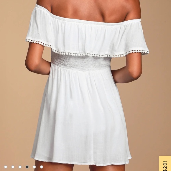 Lulus Blissful White Off-the-Shoulder Smocked Romper - Picture 4 of 6